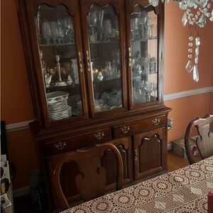 Elegant Brown Wooden China Cabinet